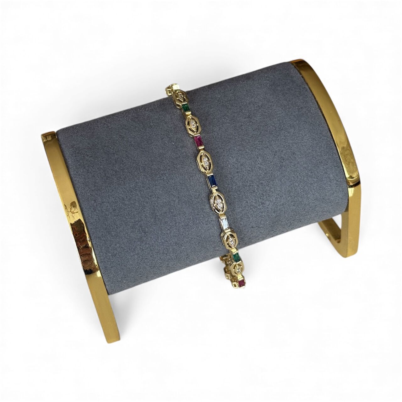 Özel Seri 14K Altın Kaplama Zirkon Taş ve Renkli Kesme Taş Bileklik