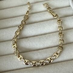 Özel Seri Zirkon Taşlı 14K Altın Kaplama Bileklik