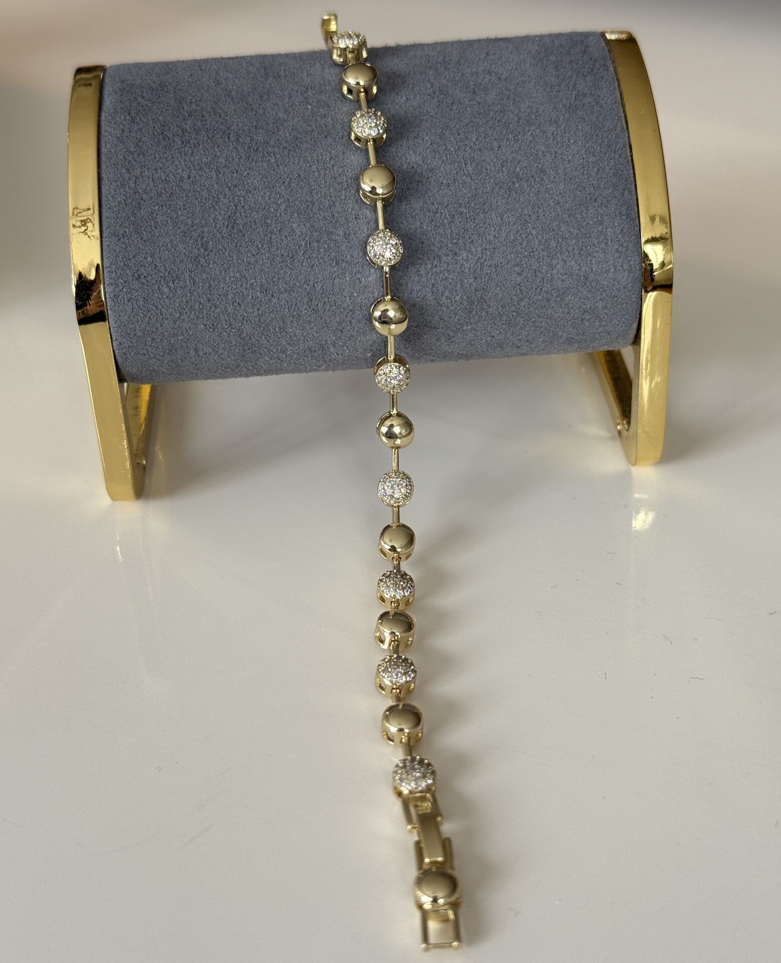 Özel Seri Zirkon Taşlı 14K Altın Kaplama Topçuk Bileklik