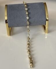 Özel Seri Zirkon Taşlı 14K Altın Kaplama Topçuk Bileklik