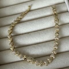 Özel Seri Zirkon Taşlı 14K Altın Kaplama Kalp Figür Bileklik