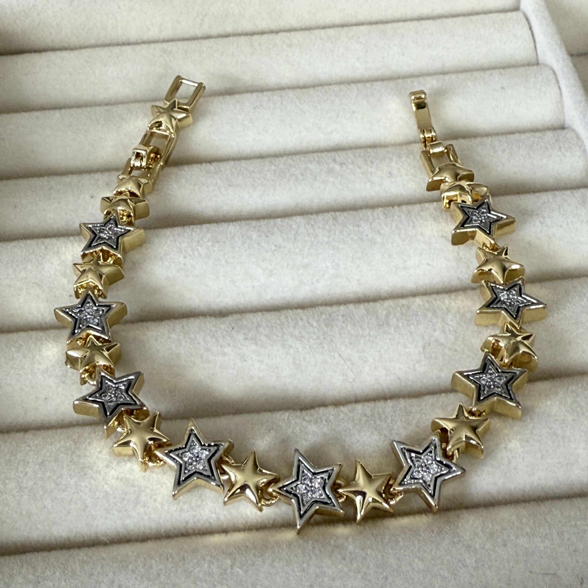 Özel Seri Zirkon Taşlı 14K Altın Kaplama Yıldız Figür Bileklik