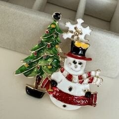 İthal Çam Ağacı Kardan Adam Broş