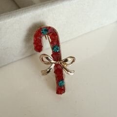 İthal Fiyonklu Baston Şeker Broş