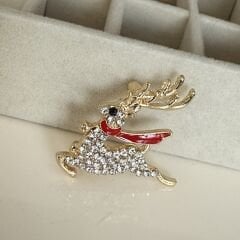 İthal Taşlı Geyik Broş