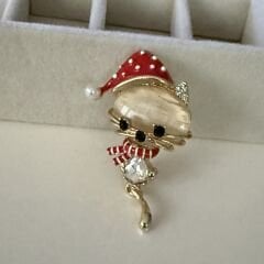 İthal Yılbaşı Şapkalı Kedi Broş