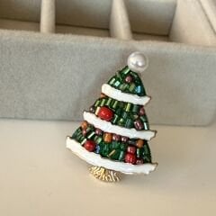 İthal İnci Detay Yılbaşı Ağacı Broş