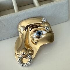 İthal Zirkon Taşlı Silüet Model Tasarım Broş