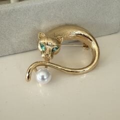 İthal İnci Detay Kaplan Broş