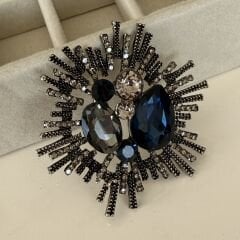 İthal Full Taşlı Tasarım Broş