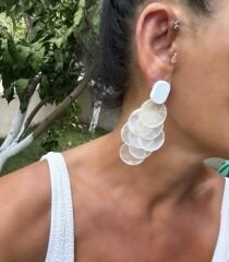 Çoklu Daire Sedefli Taş Sallantı Küpe