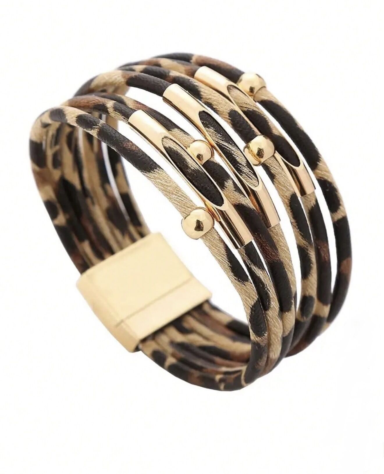 Leopar Desen Dokuma Bileklik