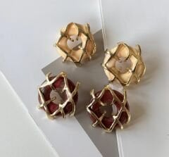 Gold Akıntı Detay Daire Küpe