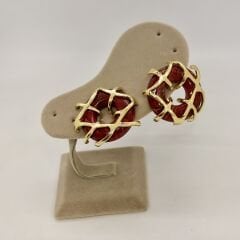 Gold Akıntı Detay Daire Küpe