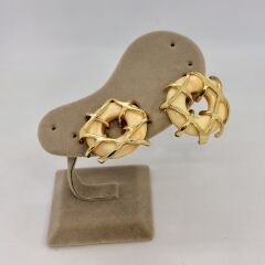 Gold Akıntı Detay Daire Küpe