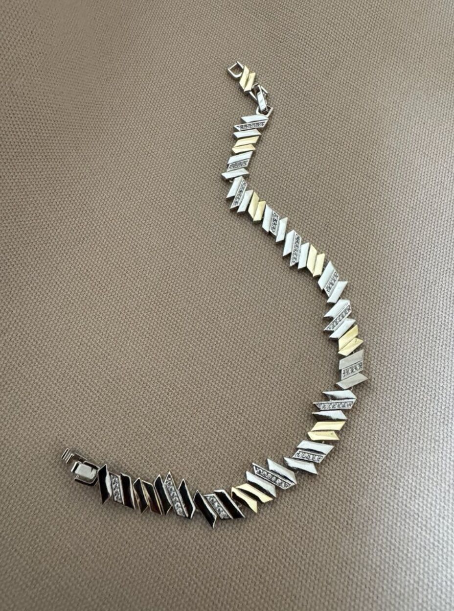 Özel Seri 14K Altın Kaplama  Zigzak Model Bileklik