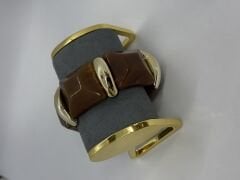 Kare Hareli Kemik Gold Detay Esnek Bileklik
