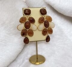 Marka Model Kahve Form Sarkıt Püskül Küpe