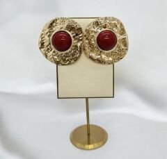 Marka Model Taşlı Dövme Daire Plaka Küpe