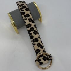 Özel Seri Gold Daire Kapama Detay Süet Leopar Bileklik