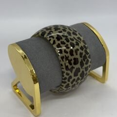 Leopar Desenli Kemik Model Kelepçe Bileklik