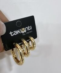 Üçlü Halka Set Küpe