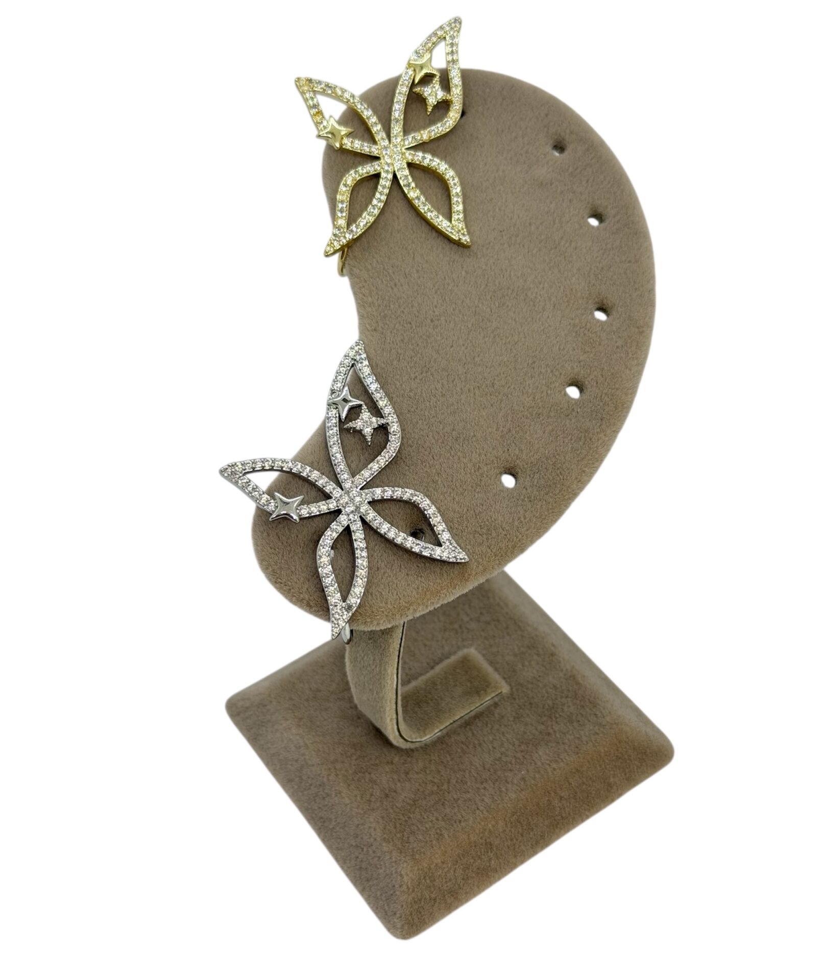 Özel Seri Zirkon Taşlı Kelebek Figür Kulağa Geçmeli Kıkırdak Küpe