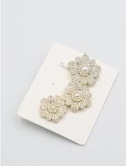 Özel Seri Top İnci Detay Zirkon Taşlı Çiçek Sıralı Kıkırdaklı Küpe ( Sol Kulak Uyumludur.)