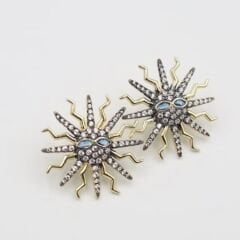 Özel Seri Taş Detay İki Renkli Gözlüklü Marka Model Güneş Küpe