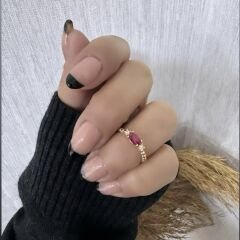 Oval Taşlı Topçuk Çıtır Yüzük