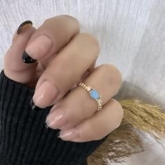 Oval Taşlı Topçuk Çıtır Yüzük