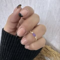 Oval Taşlı Topçuk Çıtır Yüzük