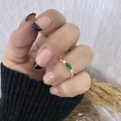 Oval Taşlı Topçuk Çıtır Yüzük