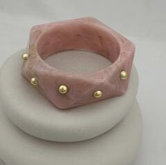 Hareli Kemik Model Gold Topçuk Detay Bilezik (6.7 Cm)