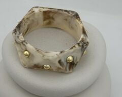 Hareli Kemik Model Gold Topçuk Detay Bilezik (6.7 Cm)