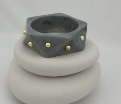 Hareli Kemik Model Gold Topçuk Detay Bilezik (6.7 Cm)