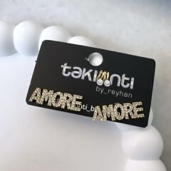 Zirkon Taşlı Amore Yazı Küpe