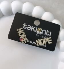 Zirkon Taşlı Hope Yazı Küpe
