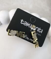 Zirkon Taşlı Plaka Love Yazı Küpe