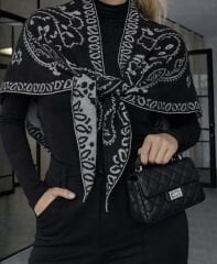 Yumuşak Dokulu Etnik Desen Kare Şal