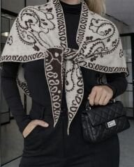 Yumuşak Dokulu Etnik Desen Kare Şal