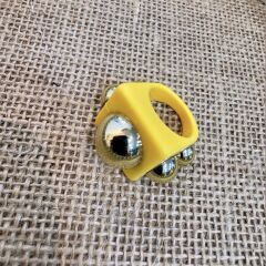 Gold Topçuk Detay Mineli Yüzük