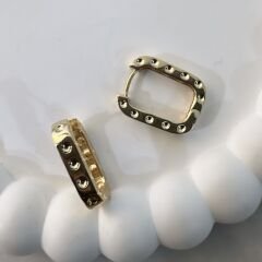 Özel Seri Taşlı Marka Model Oval Halka Küpe