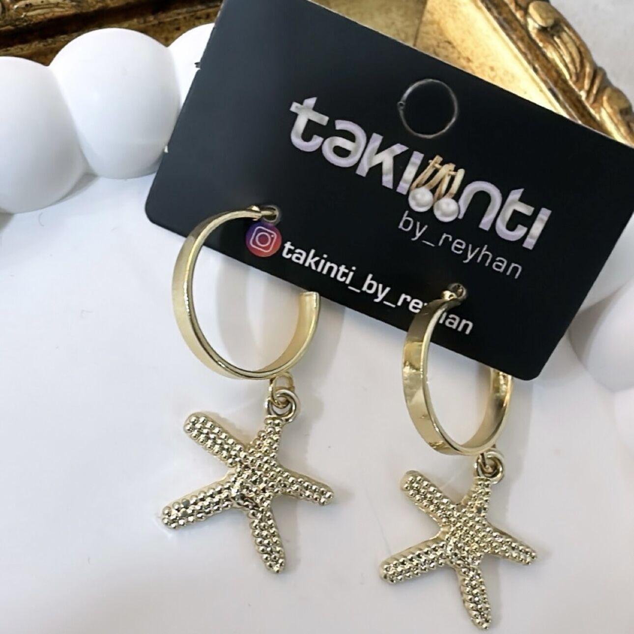 Gold Halkada Deniz Yıldızı Sallantı Küpe