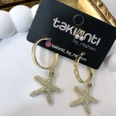 Gold Halkada Deniz Yıldızı Sallantı Küpe