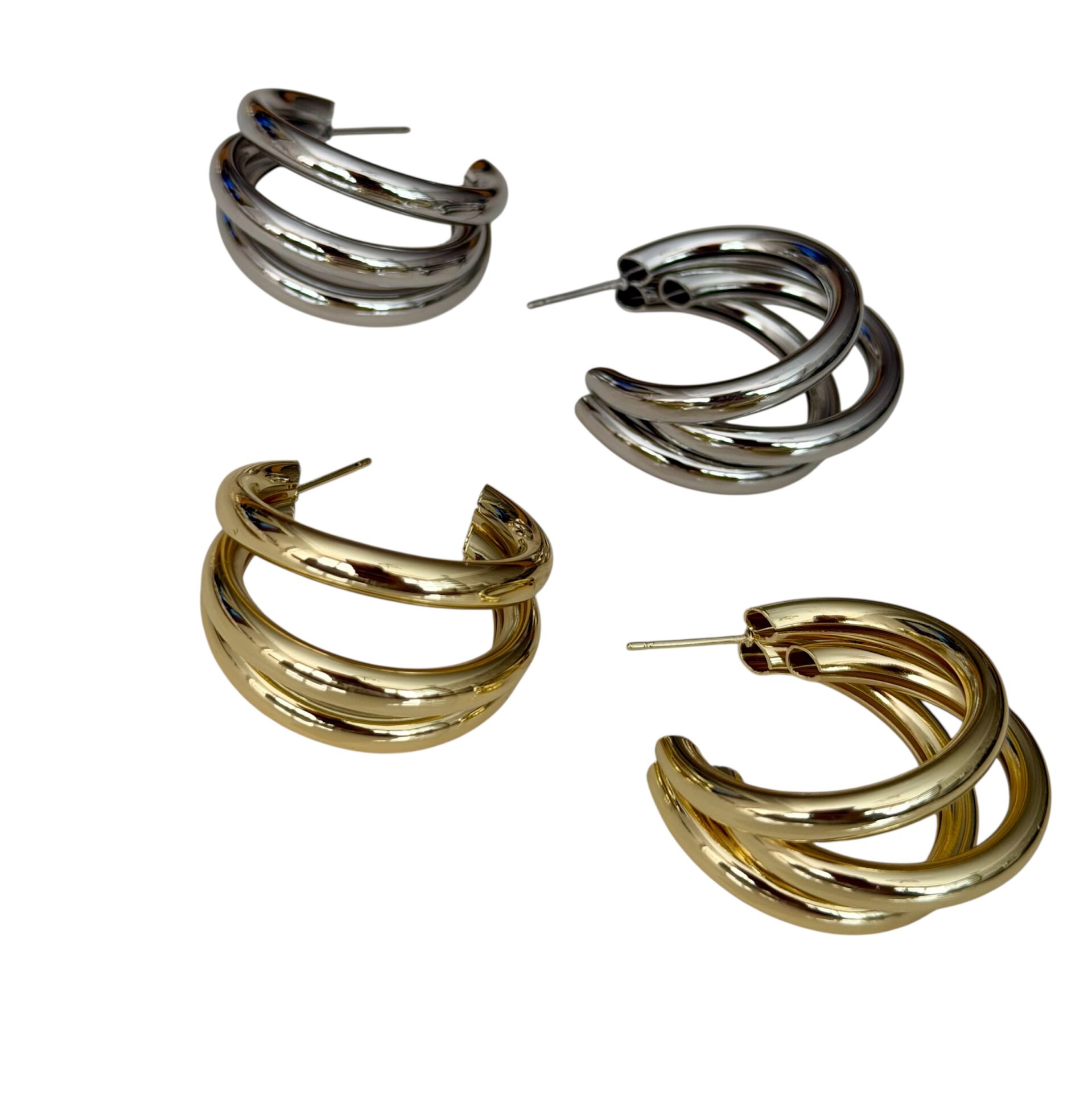 Üçlü Görünüm Büyük Boy Vintage Küpe