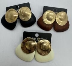 Gold Plakada Oval Küpe
