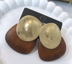 Gold Plakada Oval Küpe