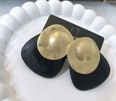 Gold Plakada Oval Küpe