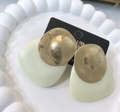 Gold Plakada Oval Küpe